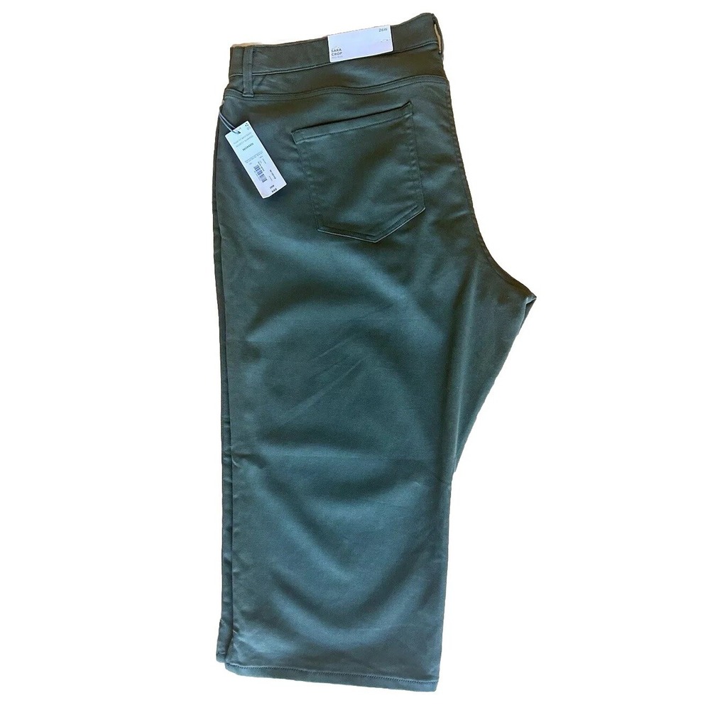 Liz Claiborne Sara Crop Mid Rise Shorts 26W Olive Green Flex Fit Waistband NWT